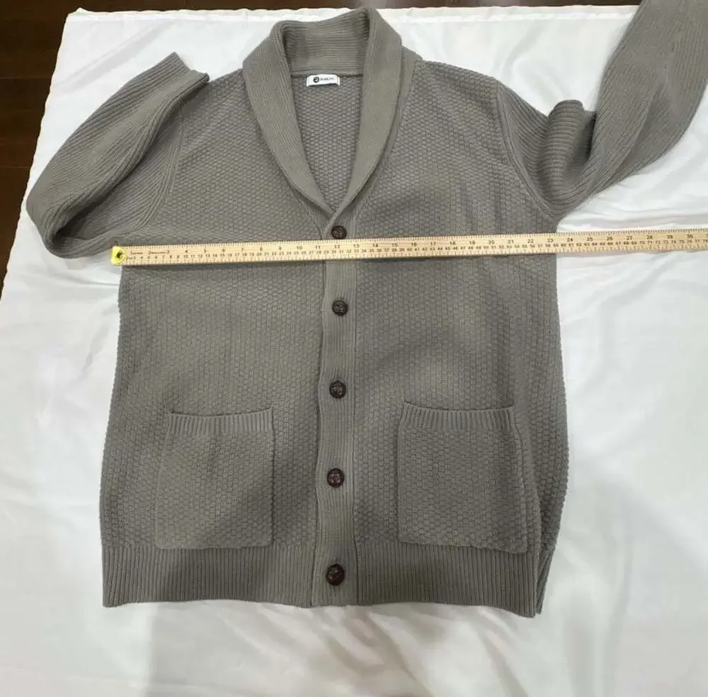 Runcati Men's Shawl Collar Button-Front Textured Knit Cardigan